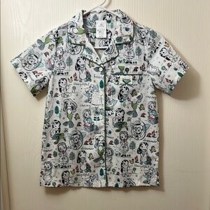 Disney White Pajama Top with Classic Collar